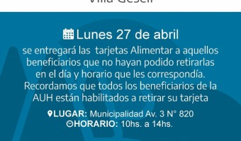 ltima instancia para retirar la Tarjeta Alimentar Villa Gesell