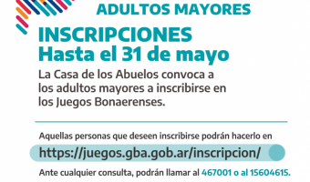 SE ENCUENTRA ABIERTA LA INSCRIPCIN PARA ADULTOS MAYORES EN LOS JUEGOS BONAERENSES