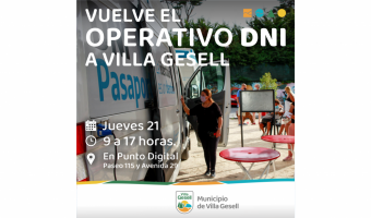 ESTE JUEVES 21, VUELVE EL OPERATIVO DNI A VILLA GESELL