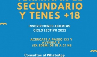 CONTINA ABIERTA LA INSCRIPCIN AL SECUNDARIO DE ADULTOS